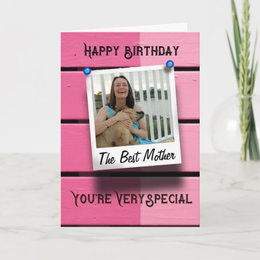 Mutter glücklich Geburtstagsfoto Vorlage rustikal (Vorderseite)