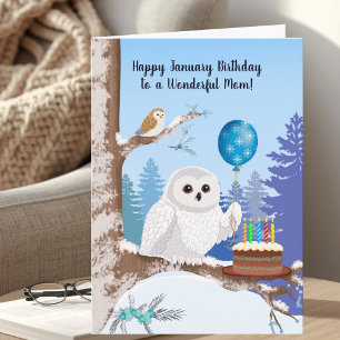 Mutter Glücklicher Januar Geburtstag Schneeeule Karte