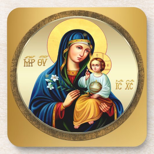 Mutter Gottes, Jungfrau Maria Getränkeuntersetzer (Vorderseite)