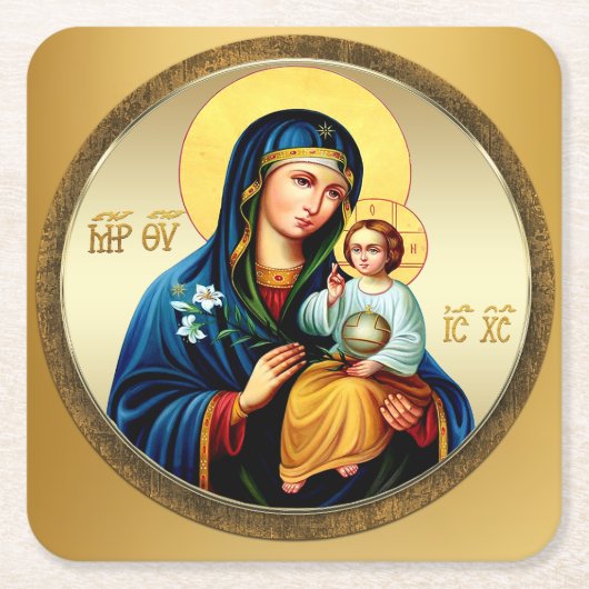 Mutter Gottes, Jungfrau Maria Rechteckiger Pappuntersetzer (Vorderseite)