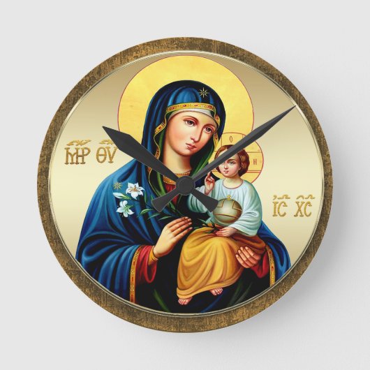 Mutter Gottes, Jungfrau Maria Runde Wanduhr (Vorderseite)