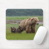 Mutter Grizzly Bär mit Twin Cubs Mousepad (Mit Mouse)