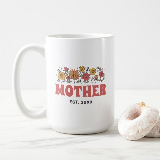 Mutter Groovy Blume Vintager Muttertag Kaffeetasse (Mit Donut)