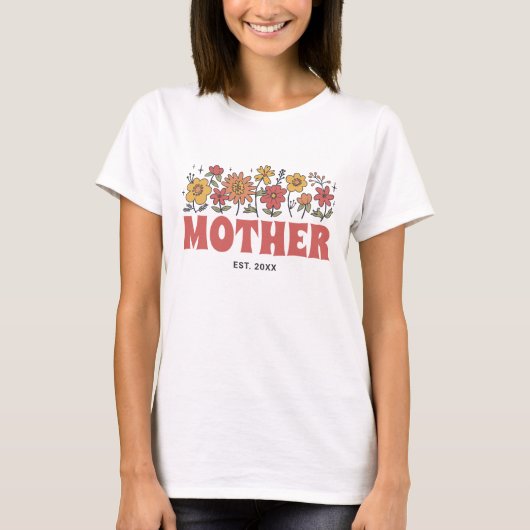 Mutter Groovy Blume Vintager Muttertag T-Shirt (Vorderseite)