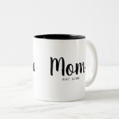 Mutter Gründung Jahr Chic Script Design Zweifarbige Tasse (VorderseiteRechts)