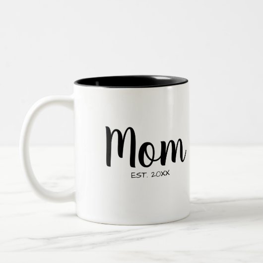 Mutter Gründung Jahr Chic Script Design Zweifarbige Tasse (Links)