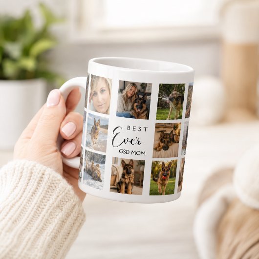 Mutter GSD Hunden Mutter Fotocollage weiß schwarz Kaffeetasse