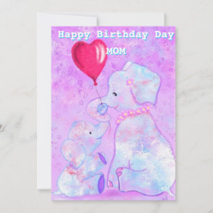 Mutter Happy Birthday Card Elephant Mama und Baby Karte