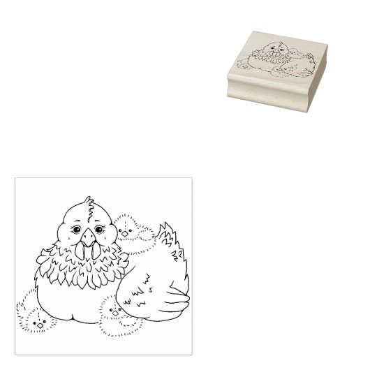 Mutter Hen mit Küken Gummistempel (Stempel)