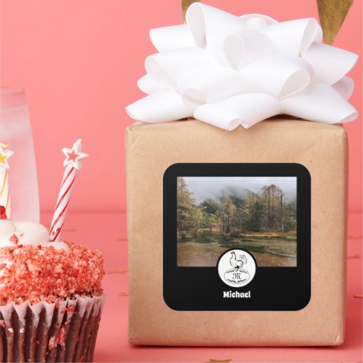 Mutter Hen Nesting Name Tag Egg Foto Quadratischer Aufkleber (Party)