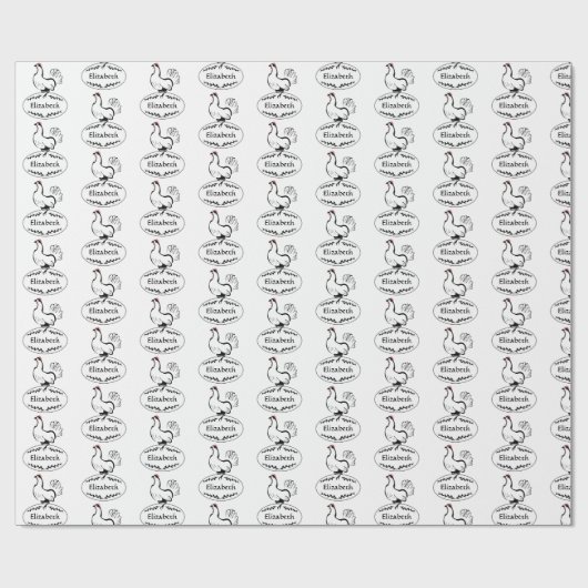Mutter Hen Nesting on Monogram Egg Geschenkpapier (Flach)