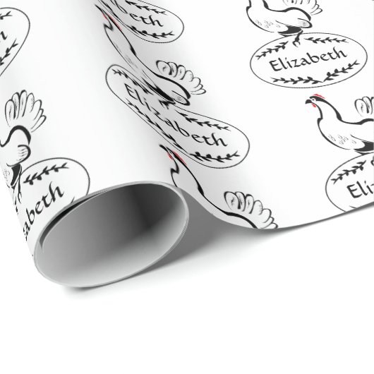 Mutter Hen Nesting on Monogram Egg Geschenkpapier (Rolleneckpunkt)