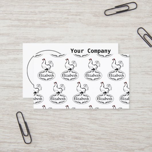 Mutter Hen Nesting on Monogram Egg Visitenkarte (Vorderseite/Rückseite Beispiel)