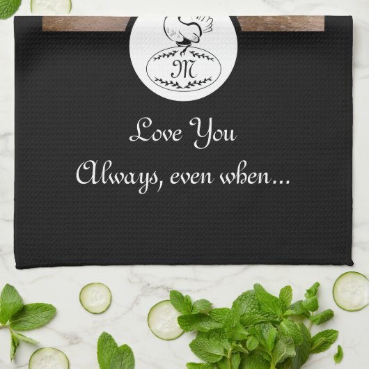 Mutter Hen Nesting w Monogram Egal Foto Geschirrtuch (Gefaltet)