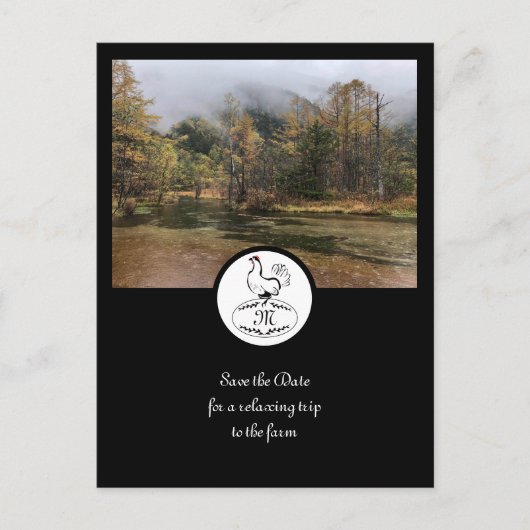 Mutter Hen Silhouette Silhouette Monogramm w Foto Einladungspostkarte (Vorderseite)