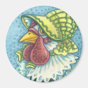 Mutter Hen, SONNENBONNET, CHICKEN FARM MAGNET Rund