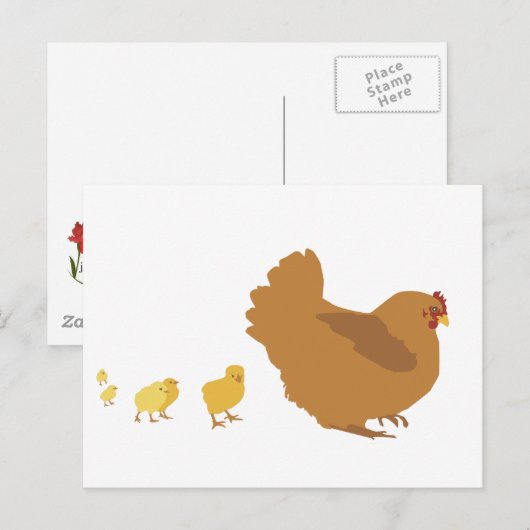 Mutter Hen und Küken Postkarte (Vorne/Hinten)