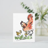 Mutter Hen und zwei Chicks Postkarte (Stehend Vorderseite)