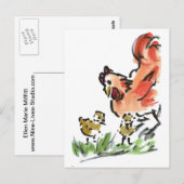 Mutter Hen und zwei Chicks Postkarte (Vorne/Hinten)