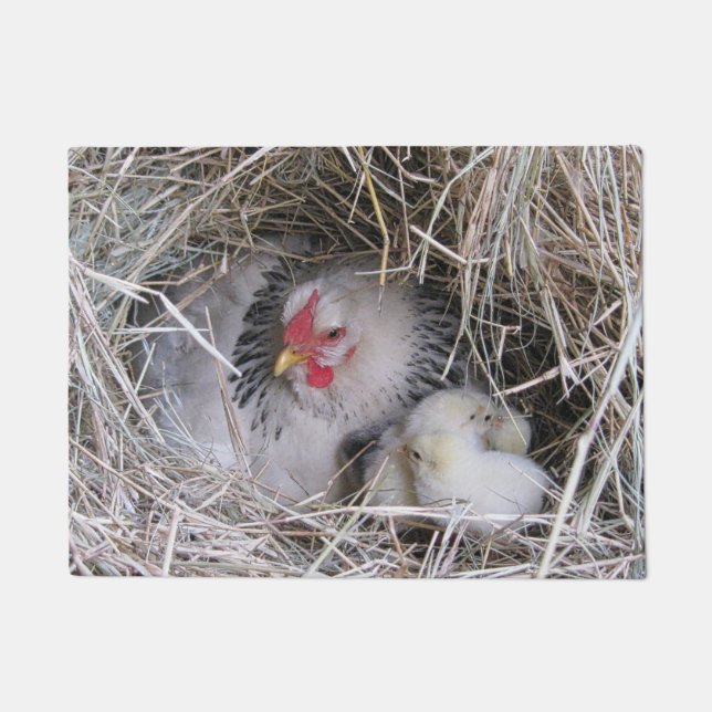 Mutter-Henne mit neuen Küken Fußmatte (Vorderseite)