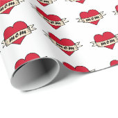 Mutter-Herz-Tattoo Geschenkpapier (Rolleneckpunkt)
