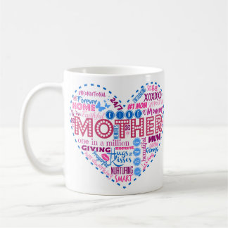 Mutter-Herz-Wort-Kunst-Tasse Kaffeetasse