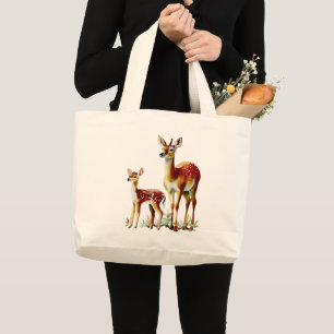 Mutter Hirsch und Fawn Jumbo Stoffbeutel