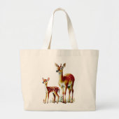 Mutter Hirsch und Fawn Jumbo Stoffbeutel (Vorne)