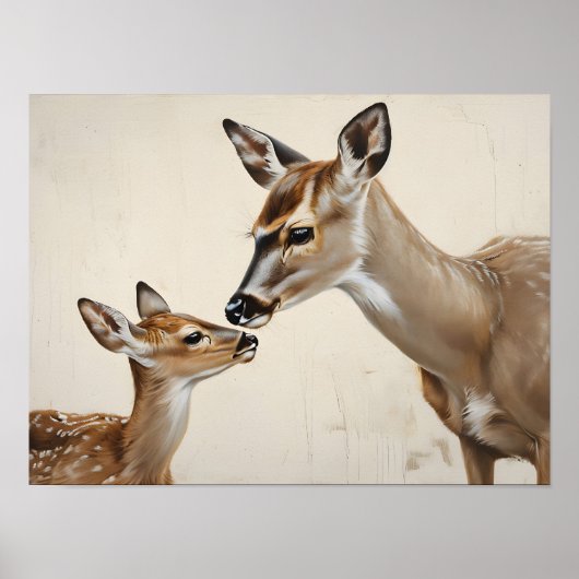 Mutter Hirsche und Fauna Wasserfarbene Kunst, Dich Poster (Vorne)