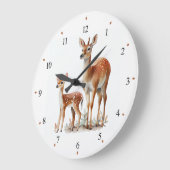 Mutter Hirsche und Kinderzimmer Wall Clock Große Wanduhr (Winkel)