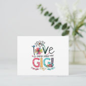 Mutter I Liebe wird als Gigi Sonnenblume Geburtsta Postkarte (Stehend Vorderseite)