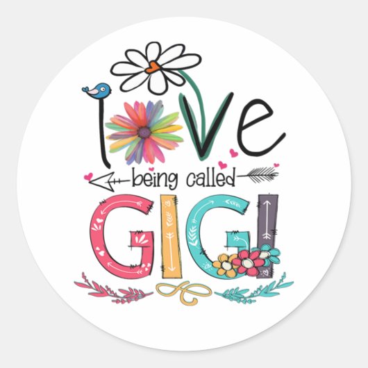 Mutter I Liebe wird als Gigi Sonnenblume Geburtsta Runder Aufkleber (Vorderseite)