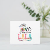 Mutter I Liebe wird als Lala Sonnenblume Geburtsta Postkarte (Stehend Vorderseite)