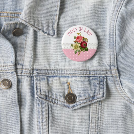 Mutter im Gesetz Rose Bouquet Wedding Button (Beispiel)