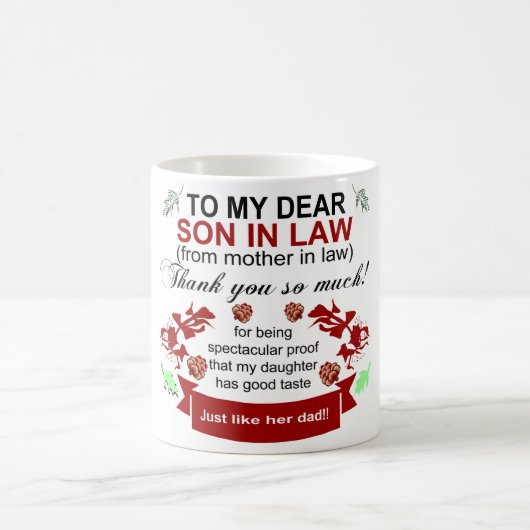 Mutter im Gesetz Sohn im Gesetz danke Ihnen Kaffeetasse (Mittel)