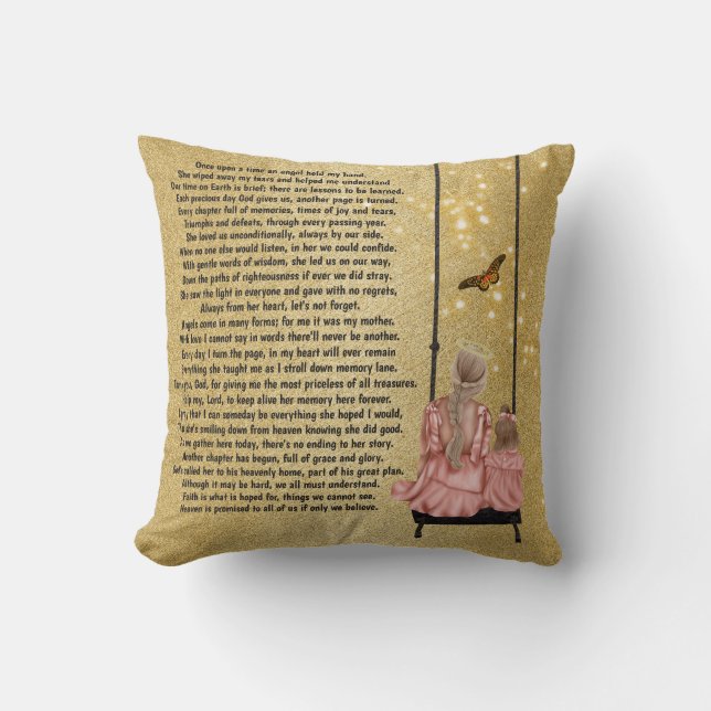 Mutter im Himmel, die auf Swing Gedicht Foto Gold  Kissen (Vorderseite)