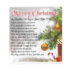 Mutter in Law Gedicht - Weihnachtsdesign Notizblock