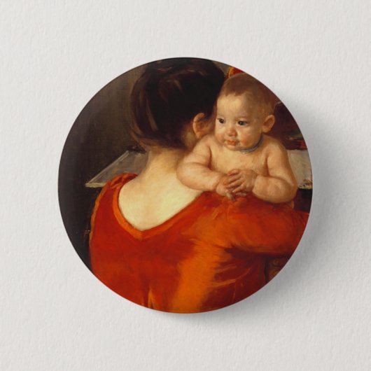 Mutter in Rot mit Kind Button (Vorderseite)