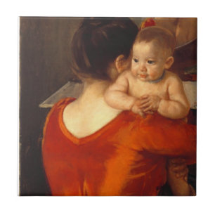 Mutter in Rot mit Kind Fliese