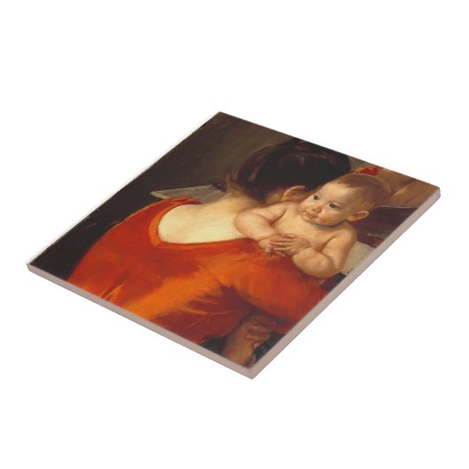 Mutter in Rot mit Kind Fliese (Seite)