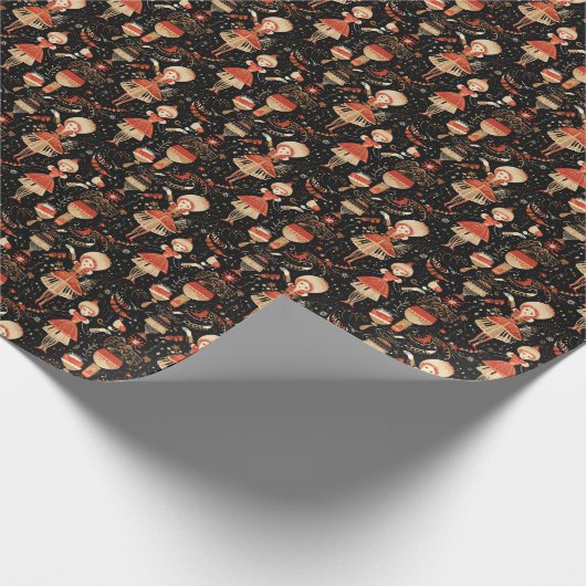 Mutter Ingwer, klassische schwarze Nutcracker Eleg Geschenkpapier (Ecke)