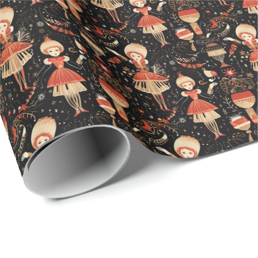 Mutter Ingwer, klassische schwarze Nutcracker Eleg Geschenkpapier (Rolleneckpunkt)