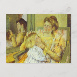 Mutter kämmt das Haar ihres Kindes. 1901, Mary Cas Postkarte