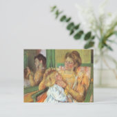 Mutter kämpft mit dem Haar des Kindes | Mary Cassa Postkarte (Stehend Vorderseite)