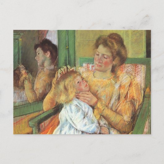 Mutter kämpft mit dem Haar des Kindes | Mary Cassa Postkarte (Vorderseite)