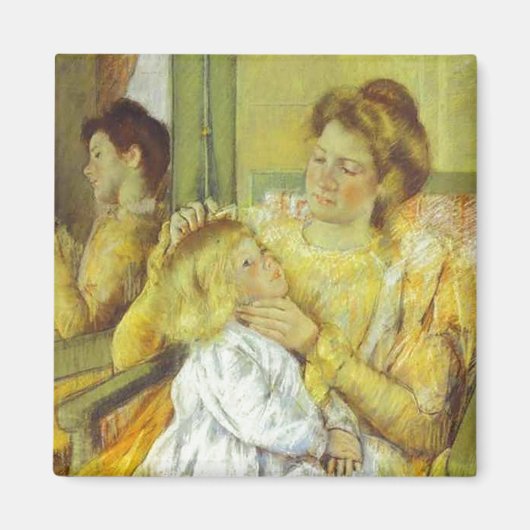 Mutter kämpft mit dem Haar ihres Kindes. 1901, Mar Magnet (Vorne)