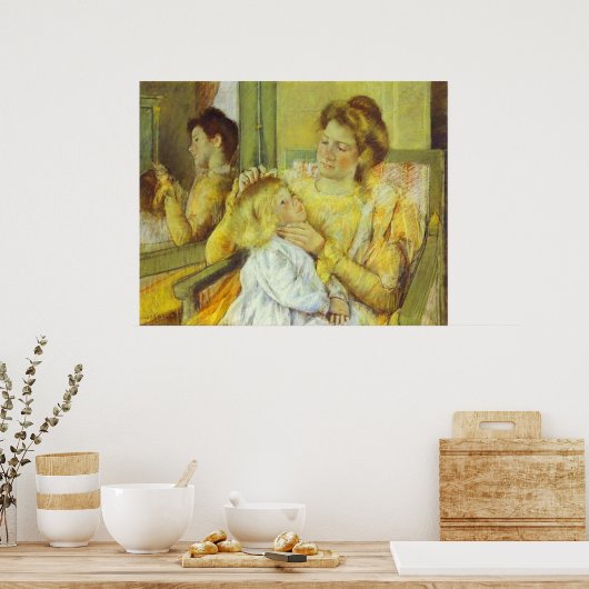 Mutter kämpft mit dem Haar ihres Kindes. 1901, Mar Poster (Küche)