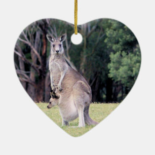Mutter Kangaroo mit Baby Joey in ihrem Beutel Keramik Ornament