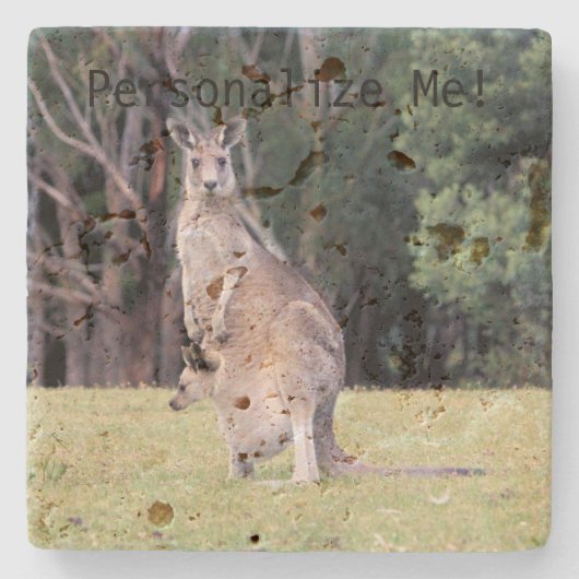 Mutter Kangaroo mit Baby Joey in ihrem Beutel Steinuntersetzer (Vorderseite)