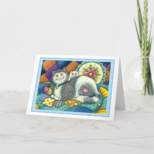 MUTTER KATZE & KÜCHE, PFLANZCHENWERKE, PINZUSHION FEIERTAGSKARTE